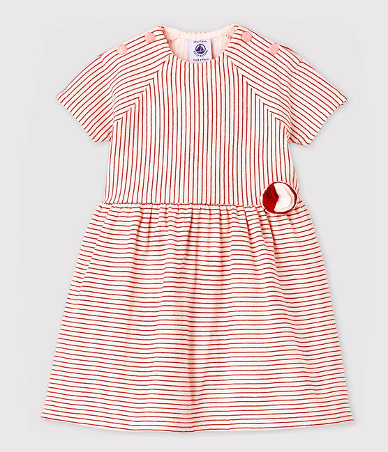 Baby Girls' Short-Sleeved Stripy Tube Knit Dress FLEUR pink/COPPER pink