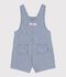 Babies' short stripy twill dungarees blue/white