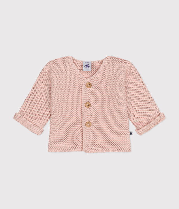 Babies' Moss Stitch Knit Cardigan pink