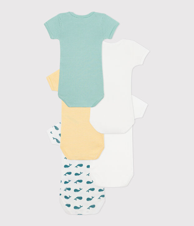 Babies' short-sleeved whale pattern cotton bodies - 5-Pack multicolor
