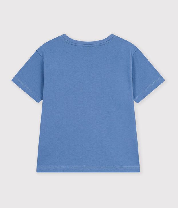 Children's short-sleeved printed T-shirt blue