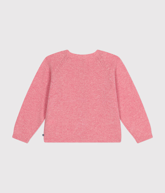 Cardigan containing wool for little girls. ROSELINE CHINE pink