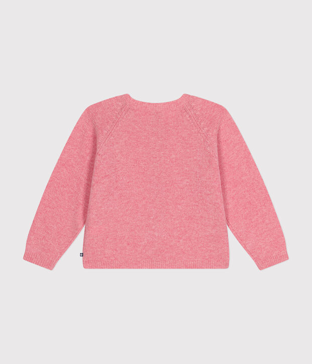 Cardigan containing wool for little girls. pink