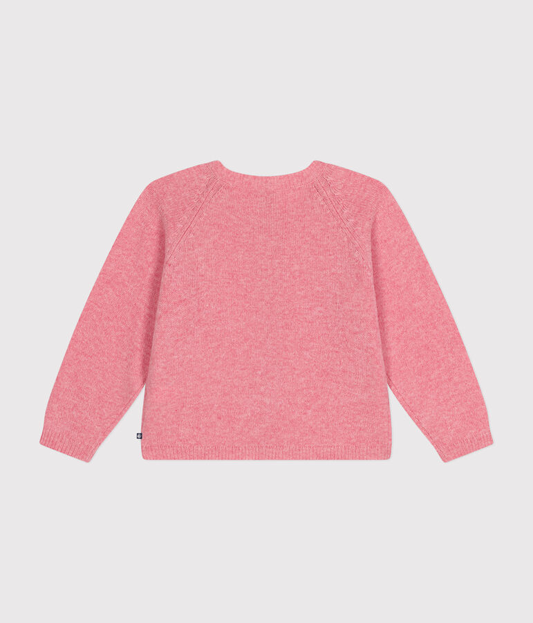 Cardigan containing wool for little girls. pink