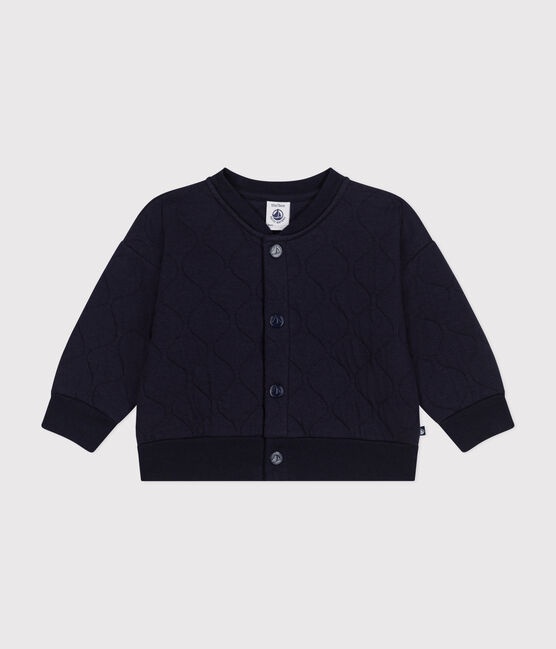 Babies' Quilted Tube Knit Baseball Jacket SMOKING blue