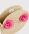 Girls' Round Straw Bag with Shoulder Strap NATUREL pink