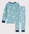 Boys' Yeti Print Velour Pyjamas BRUME blue/MARSHMALLOW