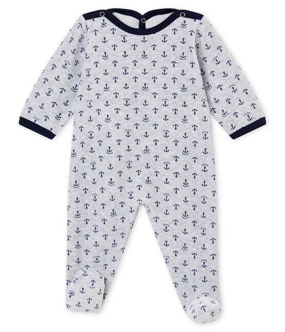 Baby boy's sleepsuit POUSSIERE grey/MEDIEVAL blue