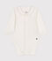 Babies' Long-Sleeved Cotton Bodysuit With Collar MARSHMALLOW white