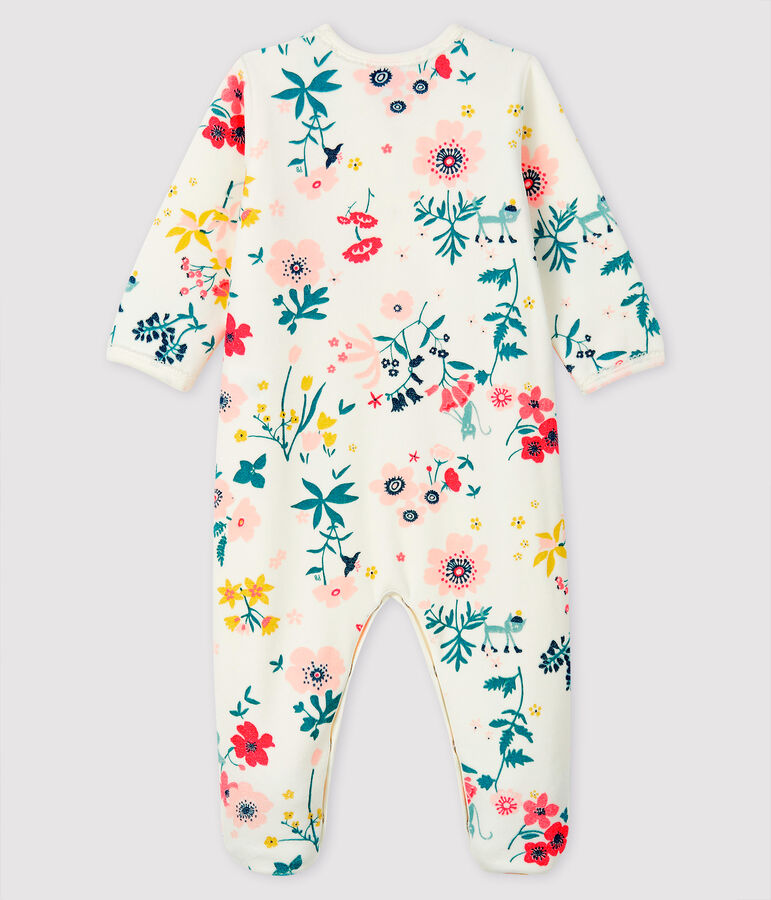 Baby Girls' Floral Print Velour Sleepsuit MARSHMALLOW white/MULTICO white