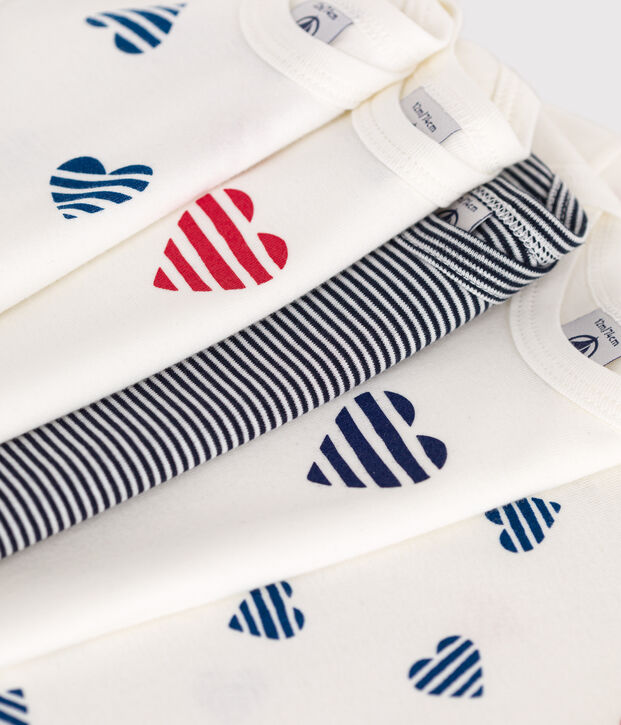 Babies' stripy heart patterned short-sleeved cotton bodies - 5-Pack multicolor