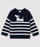 Baby boy's stripy pullover with motif SMOKING blue/MARSHMALLOW white
