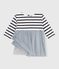 Babies' long-sleeved dress in two materials CO2 /MULTICO