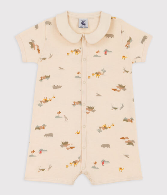 Babies' Palm Tree Patterned Cotton Playsuit AVALANCHE white/MULTICO
