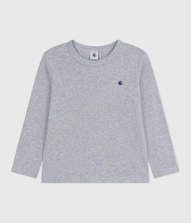 Children's long-sleeved plain cotton T-shirt grey
