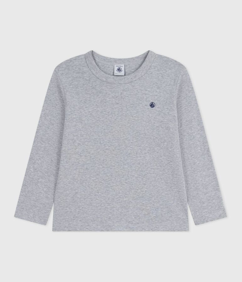 Children's long-sleeved plain cotton T-shirt grey