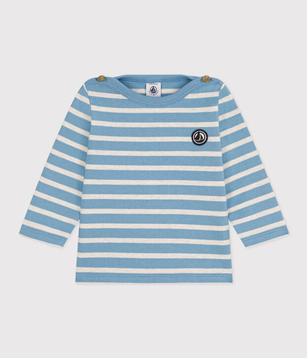 Babies' Thick Jersey Breton Top blue/beige