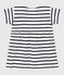 Babies' Striped Short-Sleeved Thick Jersey Dress MARSHMALLOW white/SMOKING blue