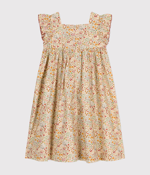 Little girls' sleeveless printed poplin dress Ecru/multicolor