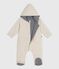 Babies' plain padded playsuit with a hood and feet MONTELIMAR CHINE beige