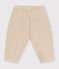 Babies' cargo-style trousers in plain cotton with a badge beige
