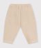 Babies' cargo-style trousers in plain cotton with a badge beige