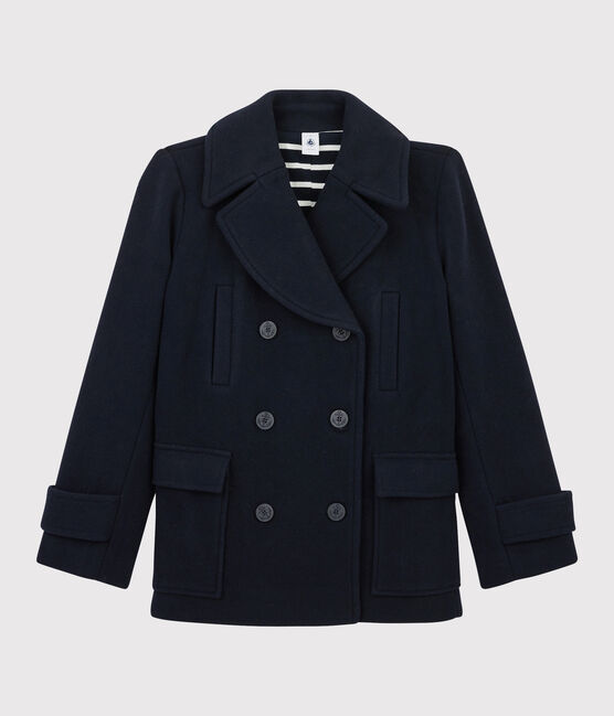 Women's navy blue pea coat Petit Bateau