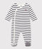 Babies' Stripy Rib Knit Pyjamas MARSHMALLOW white/SMOKING blue