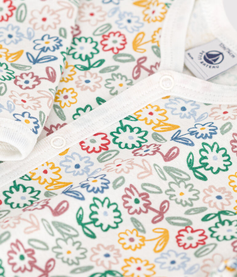 Babies' printed cotton footless pyjama suit white/multicolor