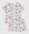 Children's short flower-pattern cotton pyjamas white/multicolor