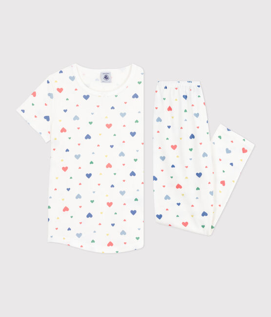 Children's printed pyjamas with short sleeves and long legs MARSHMALLOW white/MULTICO white