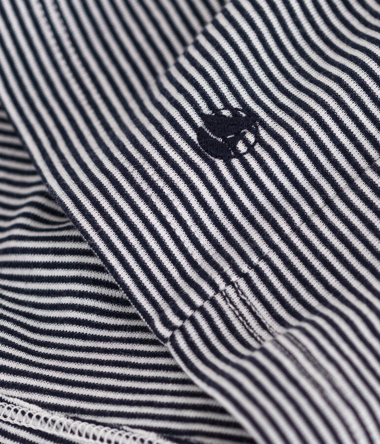 Girls' Stripy Short-Sleeved Cotton Dress blue/white