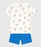 Children's short surfer print cotton pyjamas MARSHMALLOW white/MULTICO white