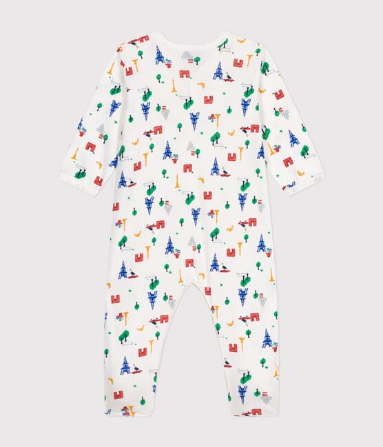 Babies' Paris Print Cotton Pyjamas MARSHMALLOW white/MULTICO white