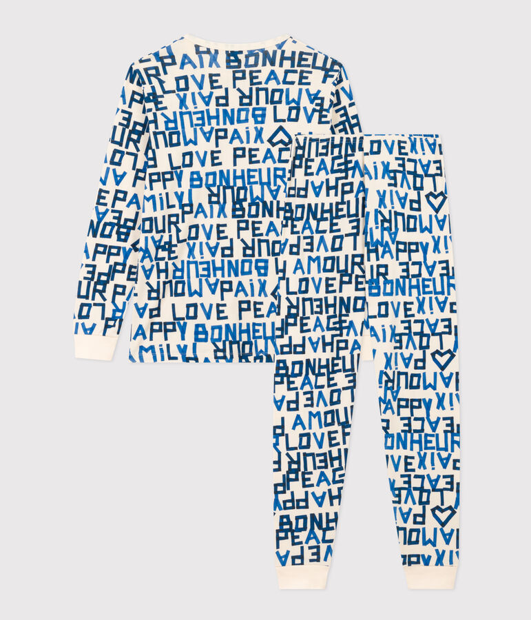 Boys' Blue Words Cotton Pyjamas Ecru/multicolor
