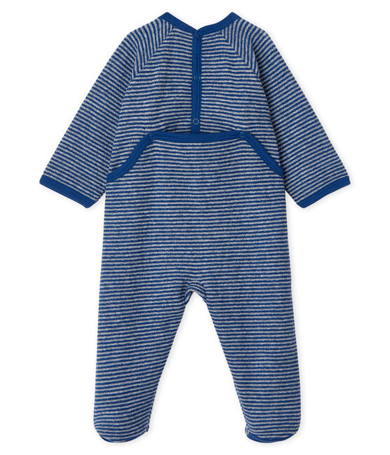 Baby Boys' Sleepsuit in Extra Warm Brushed Terry Towelling MAJOR blue/SUBWAY grey