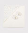 Babies' Square Bath Towel and Bootees Set in Terry and Organic Cotton MARSHMALLOW white/MULTICO white