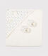 Babies' Square Bath Towel and Bootees Set in Terry and Organic Cotton