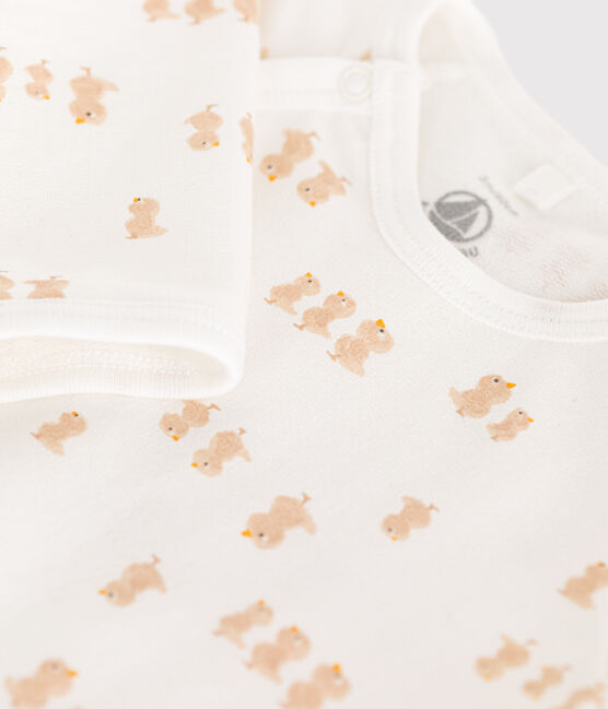Babies' fleece pyjamas MARSHMALLOW white/MULTICO white