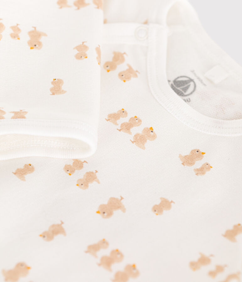 Babies' fleece pyjamas MARSHMALLOW white/MULTICO white
