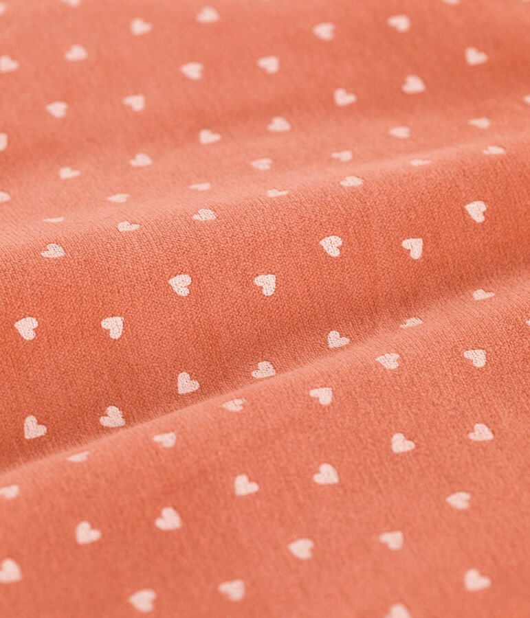 BABIES' HEART PATTERNED VELOUR TOG 2-RATED SLEEPING BAG pink/ecru