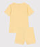 Children's short stripy cotton pyjamas BLE yellow/MARSHMALLOW white