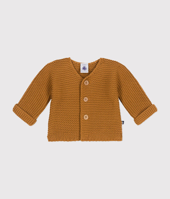 Babies' Moss Stitch Knit Cardigan CUIVRE brown