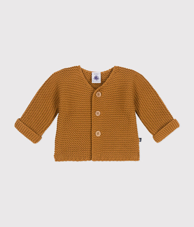 Babies' Moss Stitch Knit Cardigan brown