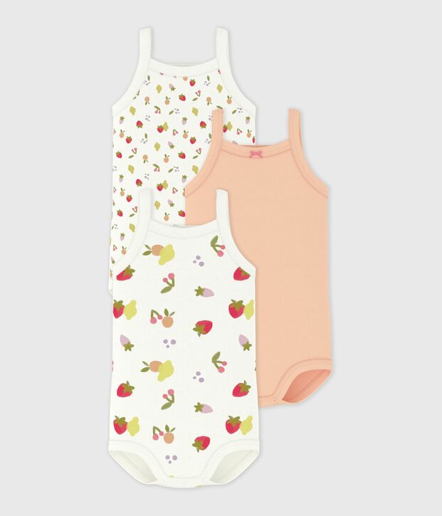 Pack of babies' strappy cotton bodies multicolor