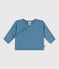 Babies' wool and cotton openwork knit wrapover top ADRIATIC