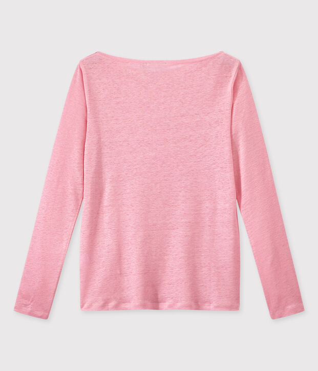 Women's iridescent linen long-sleeve tee pink/grey
