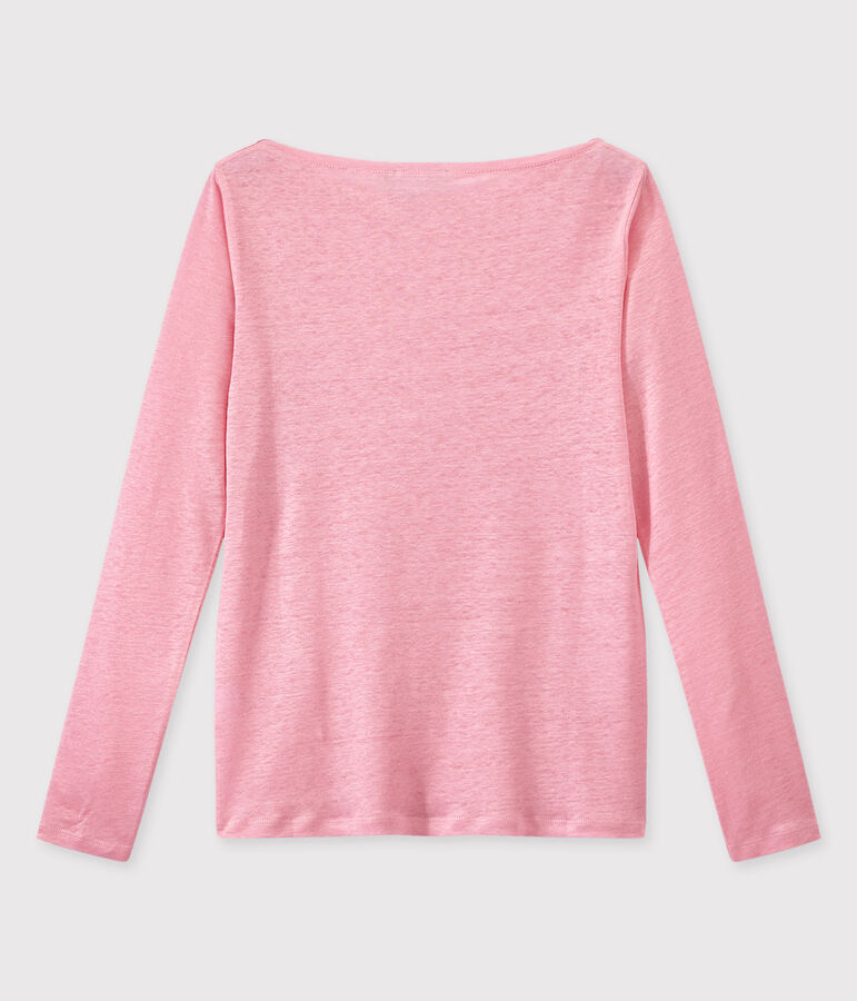 Women's iridescent linen long-sleeve tee pink/grey