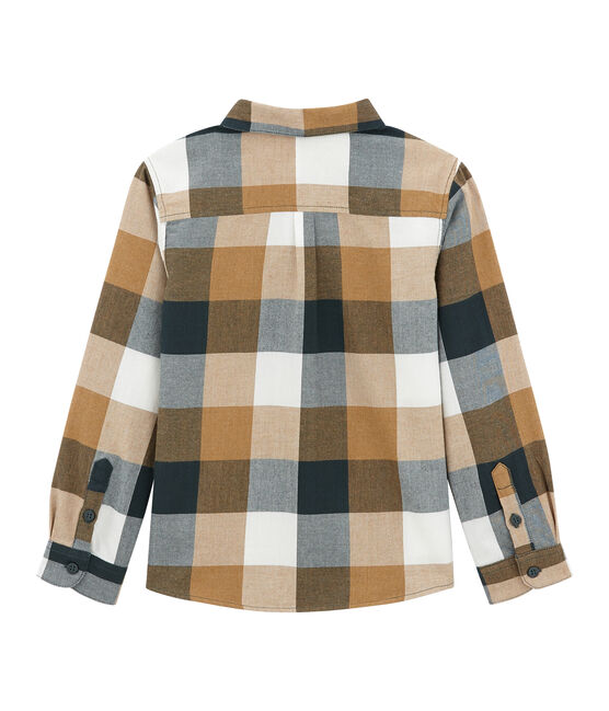 Boy's checked shirt in poplin SHERWOOD green/MULTICO white