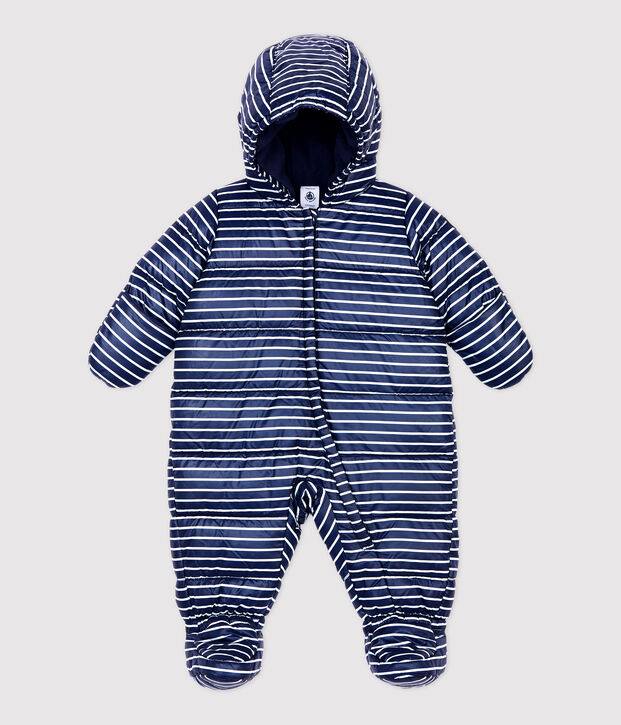 Babies' Striped Snowsuit blue/white
